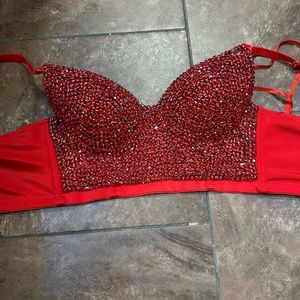 Rhinestone Red Corset Top